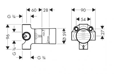 interserie universeel Inbouwlichaam 4 wegomsteller Quattro - Hansgrohe