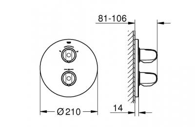 Grohtherm 1000 thermostatisch greepelement voor 2 aansluitingen - Grohe