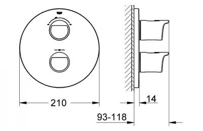 Grohtherm 2000 Thermostatische greepelement met 2 bovenaansluitingen - Grohe