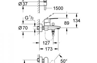 Eurostyle Cosmopolitan Ã©Ã©ngreepsmengkraan voor bad/douche 1/2"  - Grohe