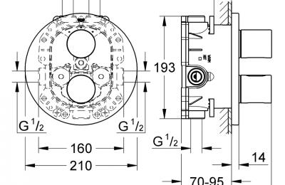 Grohtherm 3000 thermostatisch greepelement 2 bovenaansluitingen- Grohe