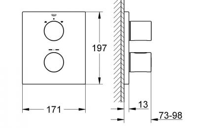 Grohtherm 3000 Thermostatische greepelement met 2 bovenaansluitingen - Grohe