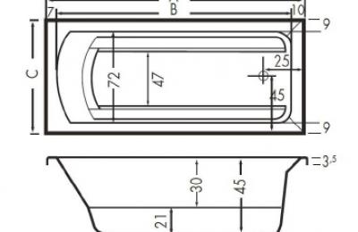 Inbouwbad acryl duo Bodysize 180x90 - Bado