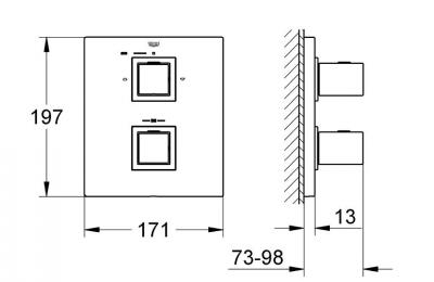 Grohtherm Cube Thermostatische greepelement met 2 bovenaansluitingen - Grohe