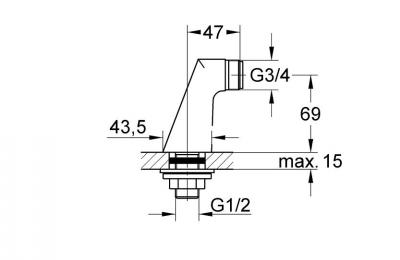 Koppeling voor staande montage bedoeld voor GROHE thermostaten en Ã©Ã©ngreepsmengkranen - Grohe