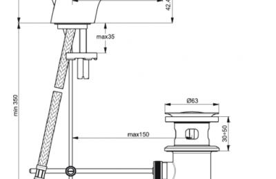 Slimline II wastafelmengkraan met automatische lediging - Ideal Standard