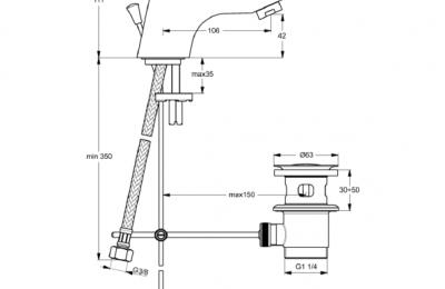 Slimline II wastafelmengkraan met automatische lediging - Ideal Standard