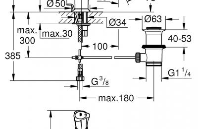 Costa Ã©Ã©ngatsmengkraan 1/2" voor wastafel automatische lediging - Grohe