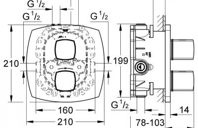 Grandera thermostatisch greepelement voor 2 aansluitingen douche- Grohe