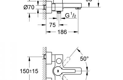 Lineare EÃ©ngreepsmengkraan voor bad/douche 1/2" - Grohe