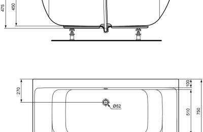 Inbouwbad 170x75 Acryl Connect air duo - Ideal standard