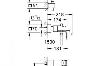 eurocube Ã©Ã©ngreepsmengkraan 1/2" Bad/douche - Grohe