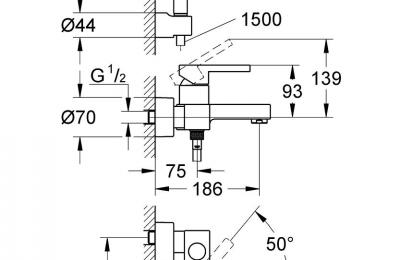 Lineare EÃ©ngreepsmengkraan voor bad/douche 1/2" met garnituur- Grohe