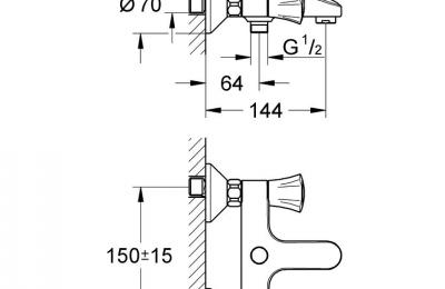 Costa mengkraan 1/2" voor bad/douche douche aansluiting onder - Grohe