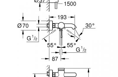 essence Ã©Ã©ngreepsmengkraan voor bad/douche 1/2" met douchegarnituur - grohe