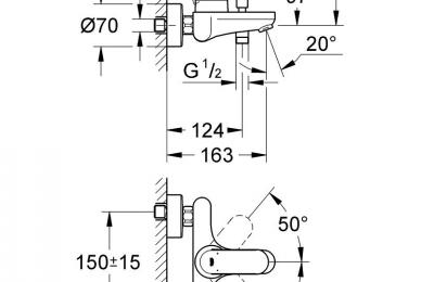 Eurosmart cosmopolitan Ã©Ã©ngreepsmengkraan Bad/douche 1/2" - Grohe