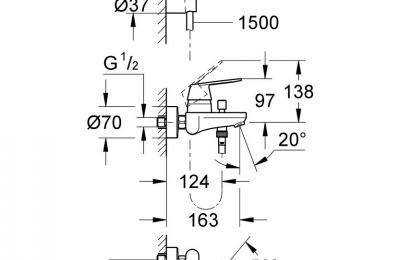 Eurosmart cosmopolitan Ã©Ã©ngreepsmengkraan Bad/douche 1/2" met douchegarnituur- Grohe