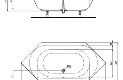 Inbouwbad 190x90 Acryl Connect air duo 6hoekig - Ideal standard