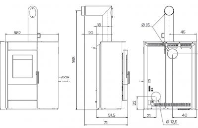 Induo II combikachel hout / pellets